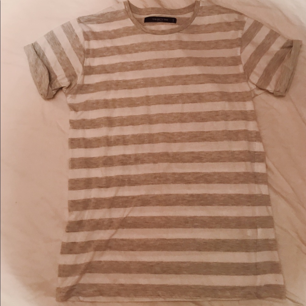 Grey and white striped t-shirt